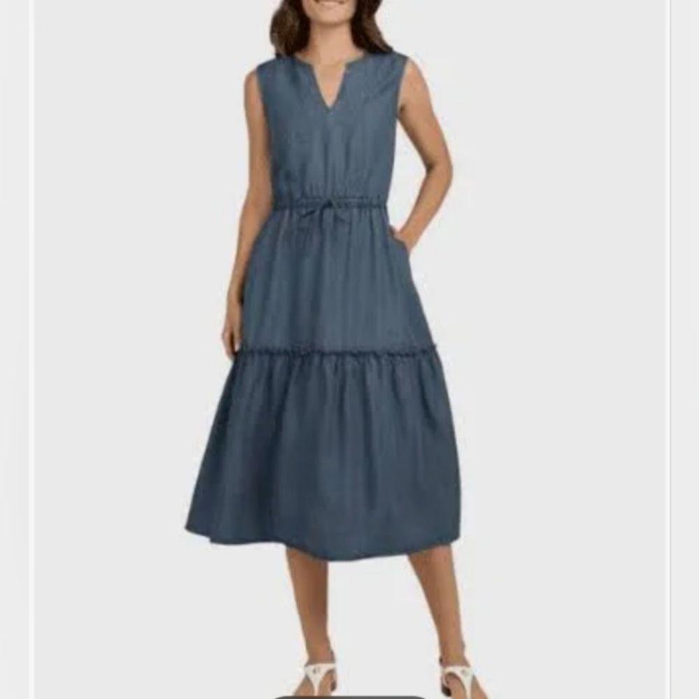 New Lands End Tiered Midi Dress XL Sleeveless NWT